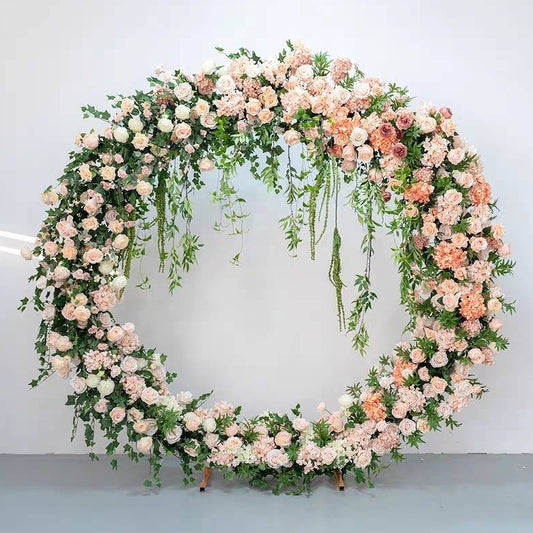 Pink & White Floral Foliage Hoop Backdrop - 2.1m