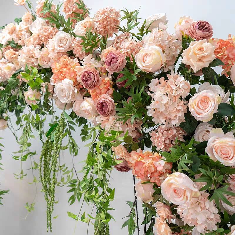 Pink & White Floral Foliage Hoop Backdrop - 2.1m