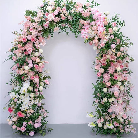 Pink & White Floral Foliage Arch Backdrop - 2.4m