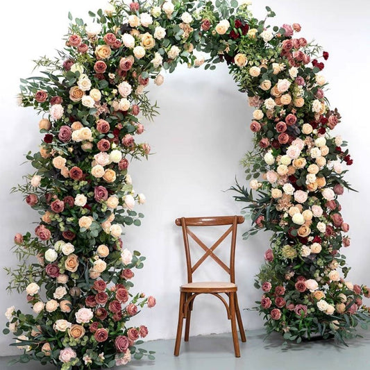 Mixed Rose Floral & Foliage Arch Backdrop - 2.4m