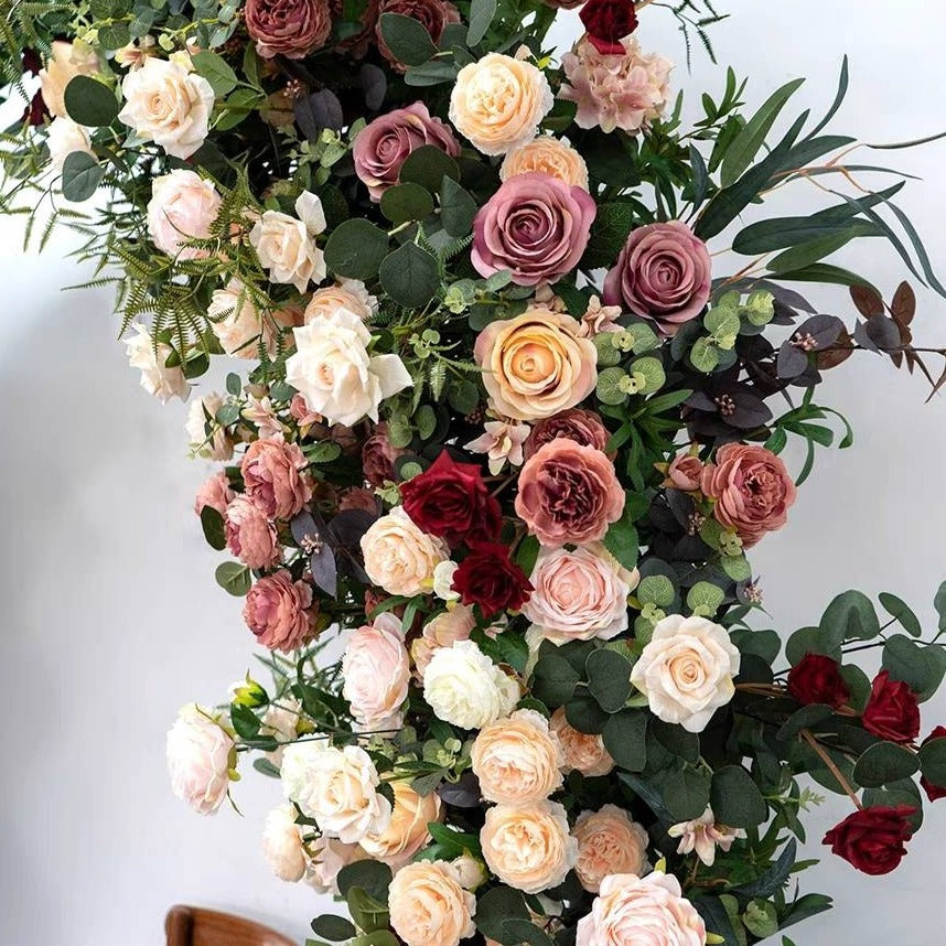 Mixed Rose Floral & Foliage Arch Backdrop - 2.4m