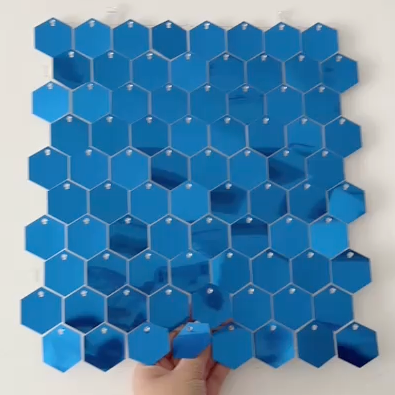 Blue Hexagon Sequin Wall