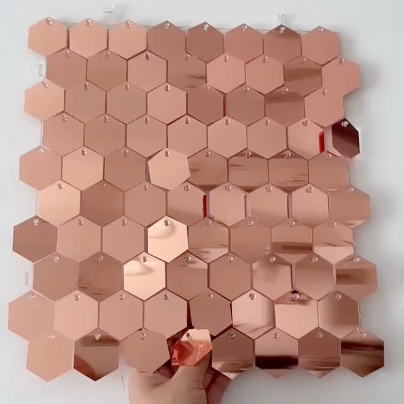 Rose Gold Hexagon Sequin Wall