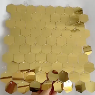 Gold Hexagon Sequin Wall