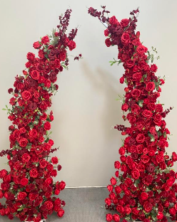 Red Rose Floral & Greenery Pillars - 1.8m & 2.3m