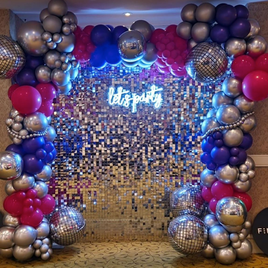 Silver Shiny Sequin Wall - 64 Panels
