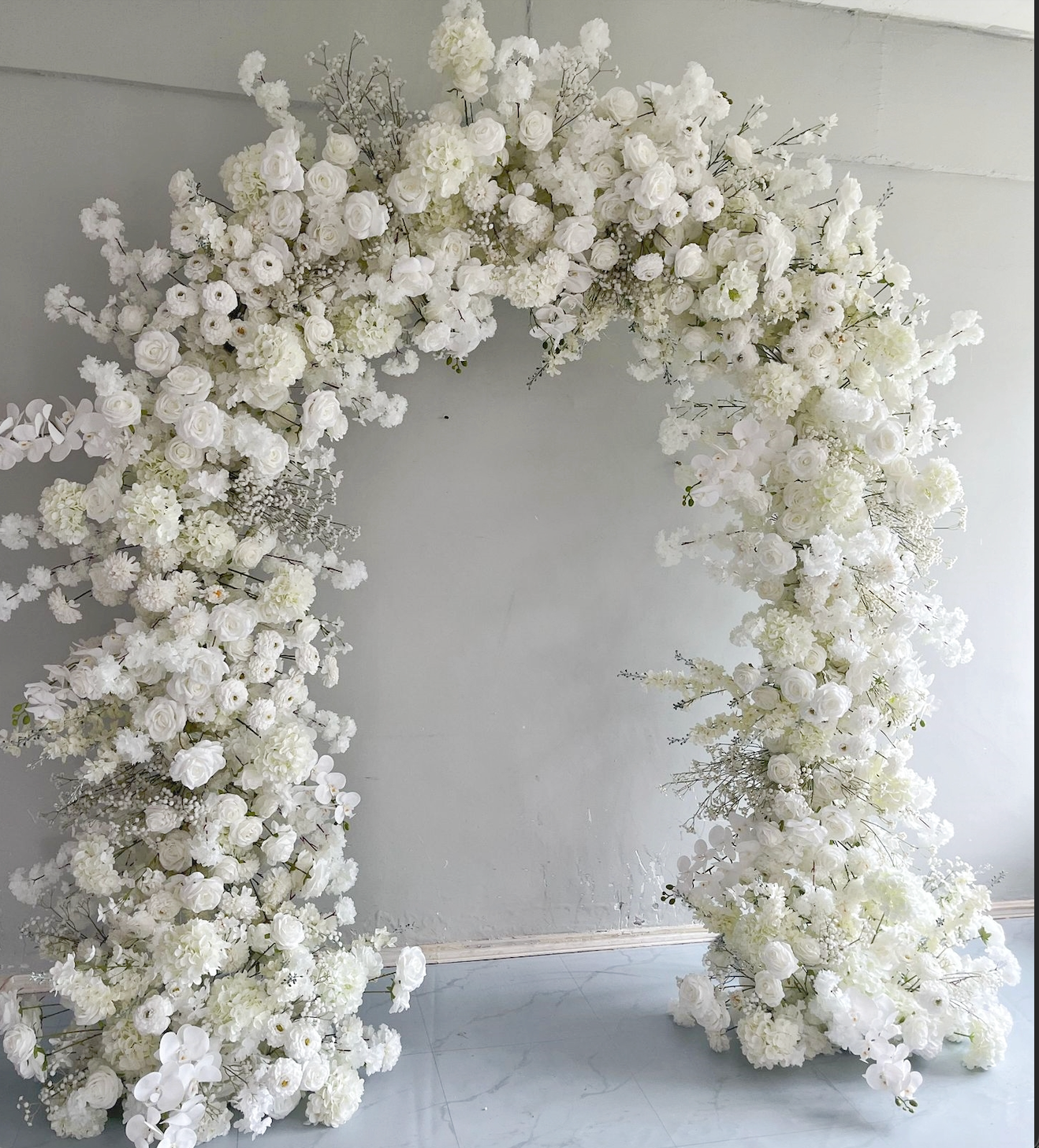 White Orchid & Rose Luxury Floral Arch - 2.4m