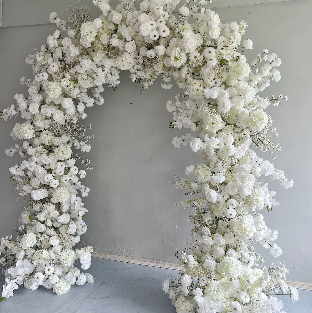 White Orchid & Rose Luxury Floral Arch - 2.4m
