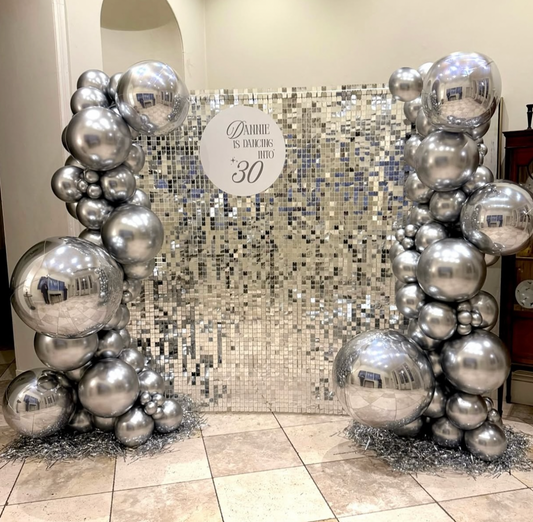 Silver Shiny Sequin Wall - In Stock