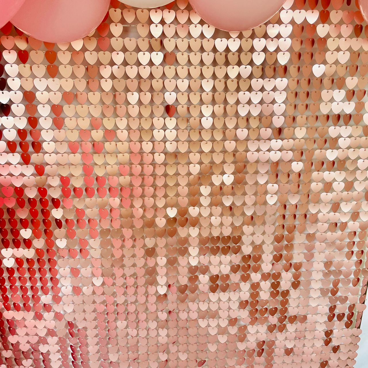 Blush Pink Love Heart Shaped Sequin Wall