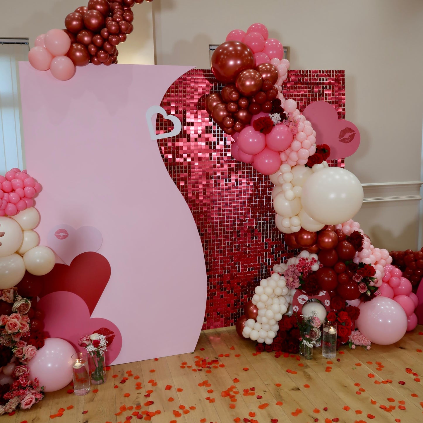 'Wine' Red Matte Sequin Wall