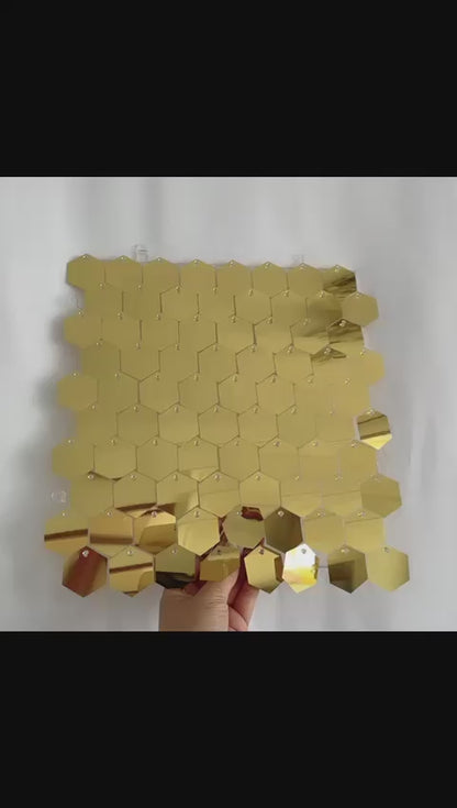Gold Hexagon Sequin Wall