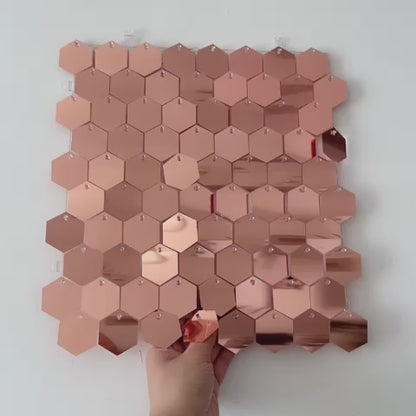 Rose Gold Hexagon Sequin Wall