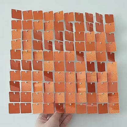 Orange Sparkle Shiny Sequin Wall