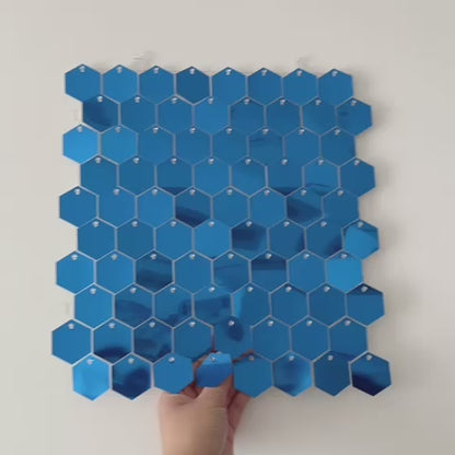 Blue Hexagon Sequin Wall