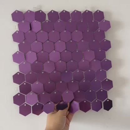 Deep Purple Matte Hexagon Sequin Wall