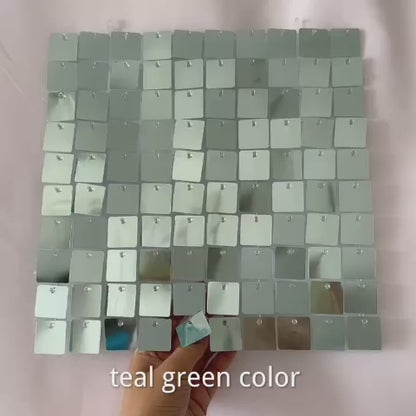 'Eucalyptus' Green Shiny Sequin Wall