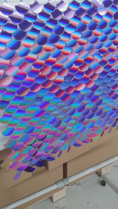 Mermaid Iridescent Purple Shiny Sequin Wall