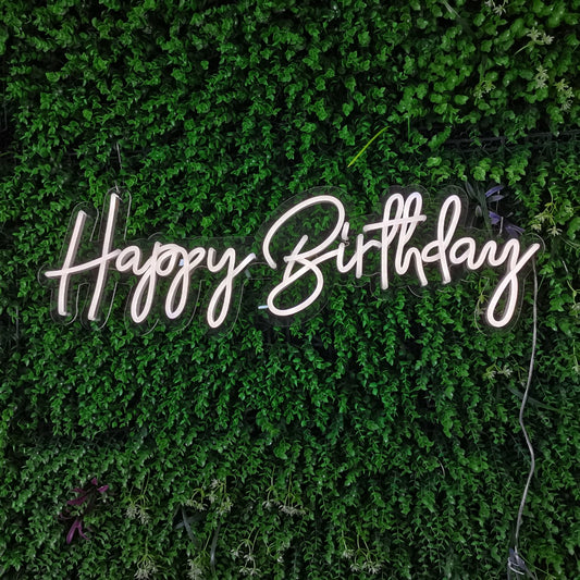 Happy Birthday Neon Sign in Cool White - 1 Line
