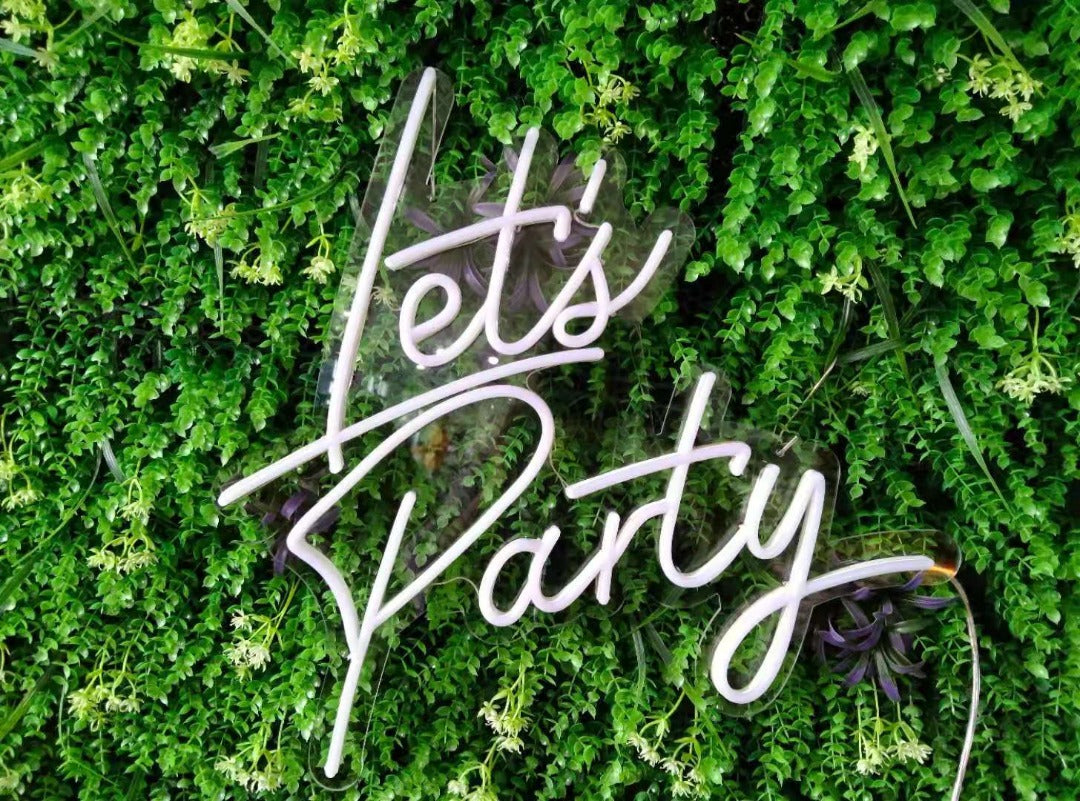 Let's Party Neon Sign in Cool White or Pink - 2 Lines