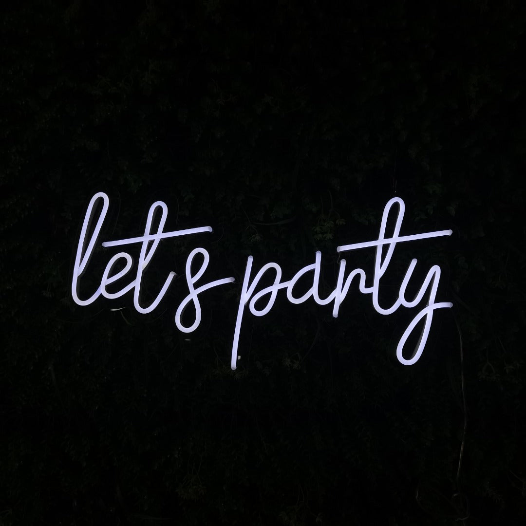 Let's Party Neon Sign in Cool White or Pink - 1 Line