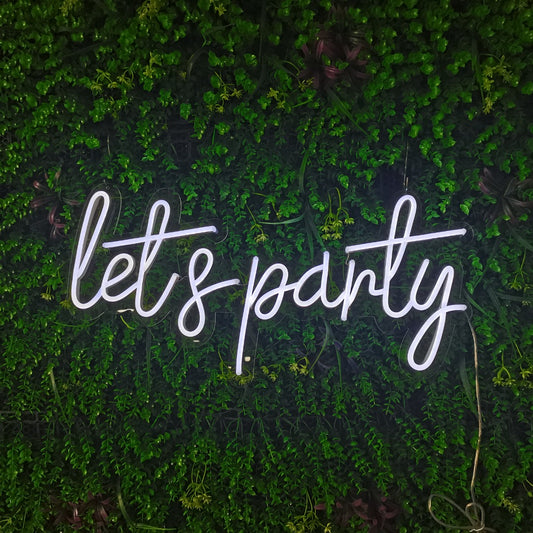 Let's Party Neon Sign in Cool White or Pink - 1 Line