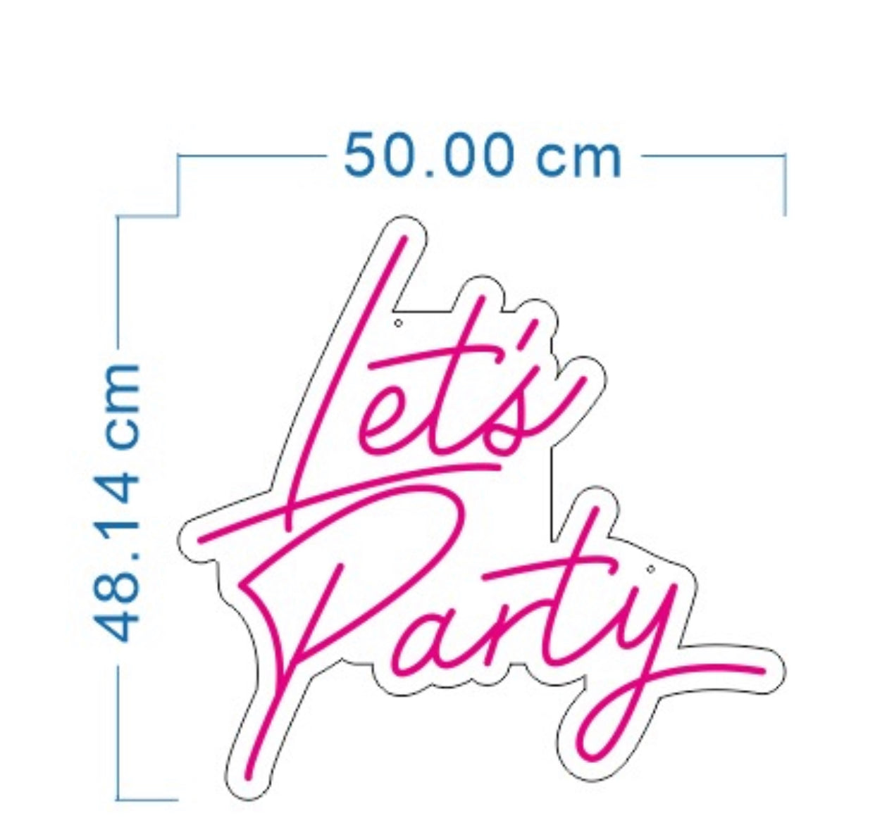 Let's Party Neon Sign in Cool White or Pink - 2 Lines