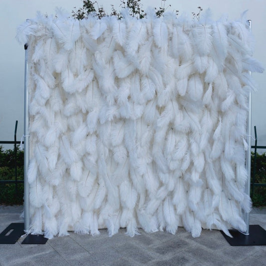 5D Luxury Ivory Feather Wall - Cloth Backed