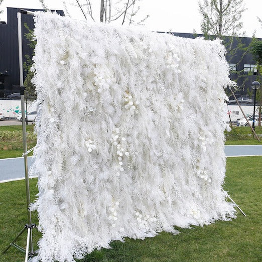 5D Luxury Faux White Pampas Wall - Cloth Backed