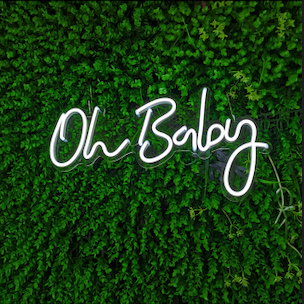 Oh Baby Neon Sign in Cool White