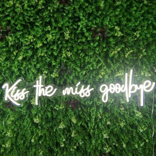 Kiss The Miss Goodbye Neon Sign in Cool White
